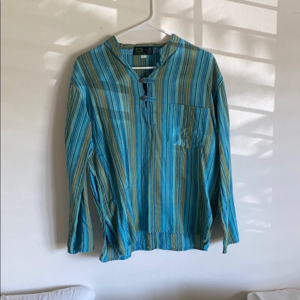Striped button top long sleeve